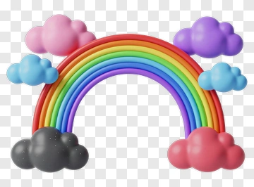 Colorful Rainbow With Clouds PNG