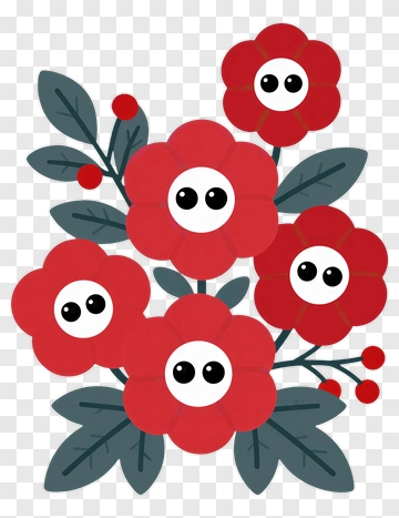 Cartoon Flowers With Eyes PNG