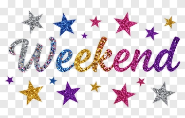 Weekend Text With Colorful Stars PNG