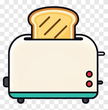 Cartoon Toaster With Toast PNG