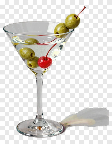 Martini Glass With Olives And Cherry PNG