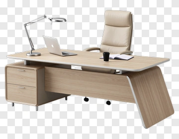 Modern Office Desk With Chair And Lamp PNG