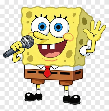 Spongebob Squarepants Holding A Microphone PNG