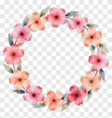 Watercolor Flower Wreath PNG