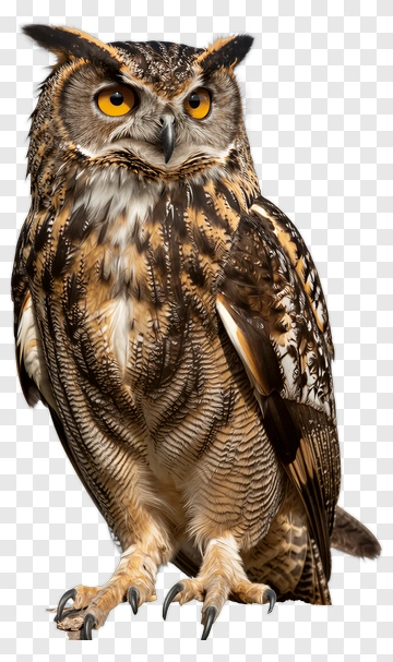 Realistic Owl With Striking Yellow Eyes PNG