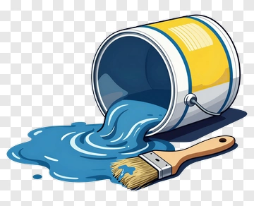 Blue Paint Bucket And Brush PNG