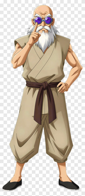 Master Roshi In Traditional Martial Arts Attire PNG