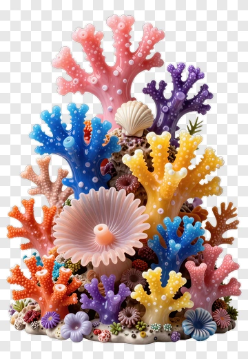 Colorful Coral Reef Composition PNG
