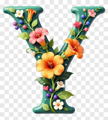 Floral Letter Y PNG