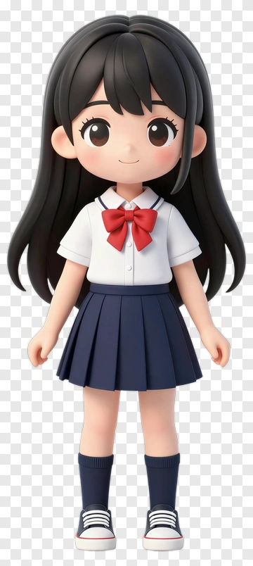 Cartoon Schoolgirl In Uniform PNG