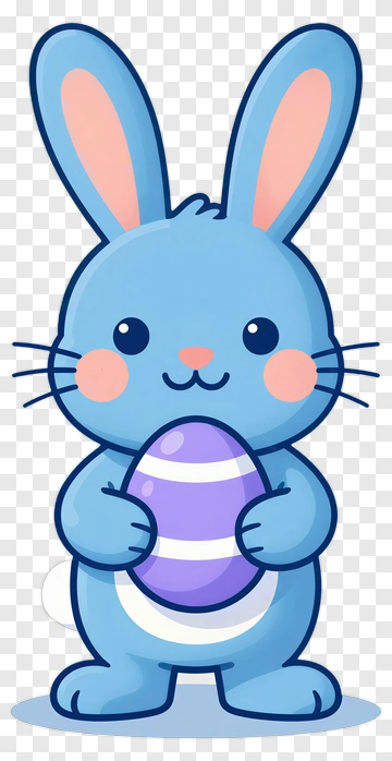 Cartoon Bunny Holding A Purple Easter Egg PNG