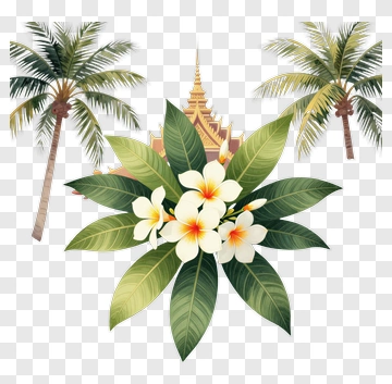 Tropical Floral Arrangement With Palm Trees PNG