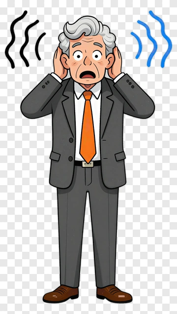 Cartoon Man Covering Ears In Distress PNG