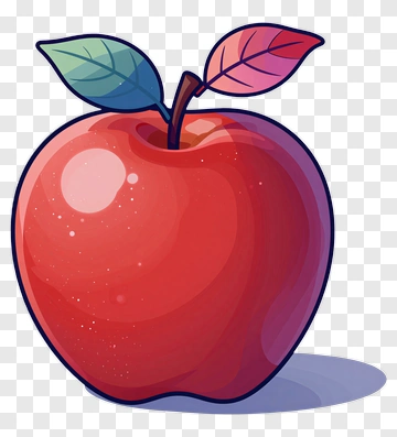 Cartoon Apple With Leaves PNG