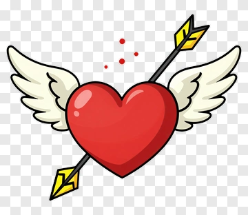 Cartoon Heart With Wings And Arrow PNG