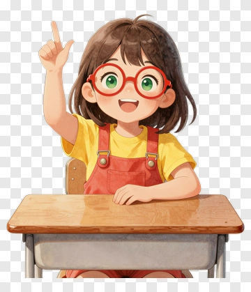 Happy Girl Raising Hand In Classroom PNG