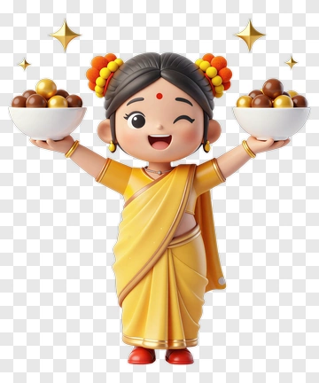 Cartoon Woman Celebrating With Sweets PNG