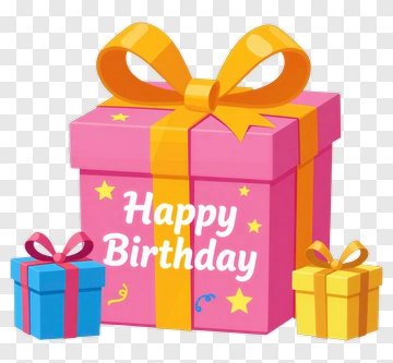 Colorful Birthday Gift Box With Happy Birthday Text PNG