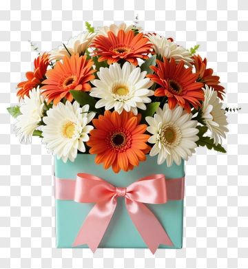 Flower Bouquet In A Gift Box PNG
