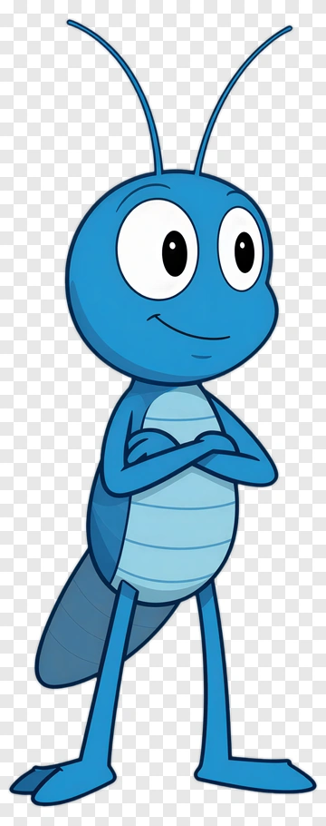 Cartoon Blue Ant Standing With Arms Crossed PNG
