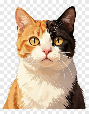 Calico Cat Portrait PNG