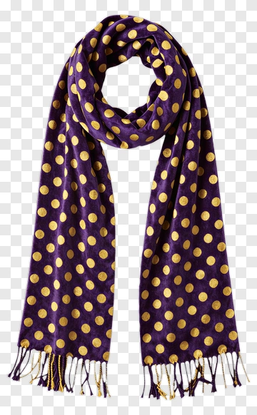 Purple Scarf With Gold Polka Dots PNG