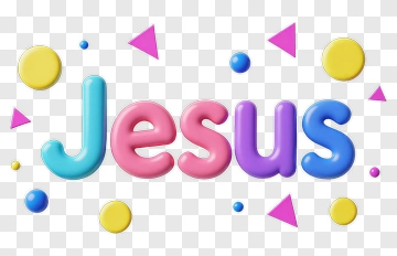 Colorful Jesus Text With Geometric Shapes PNG