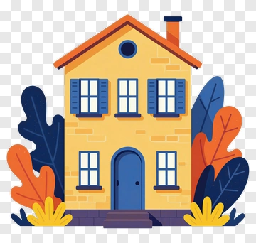 Colorful House Surrounded By Plants PNG