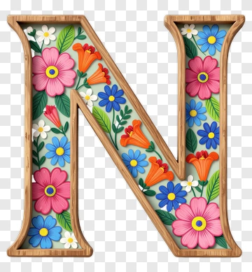 Floral Letter N Decoration PNG