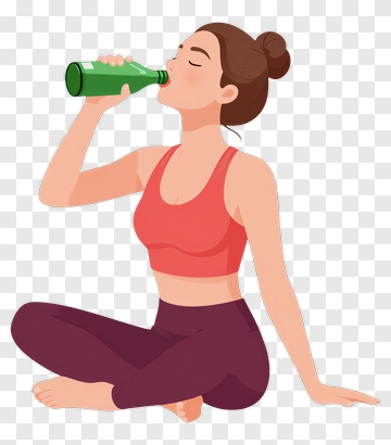 Woman Drinking Water While Sitting Cross-Legged PNG