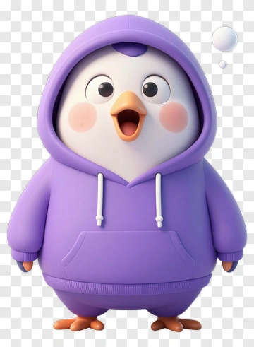 Cartoon Penguin Wearing A Purple Hoodie PNG