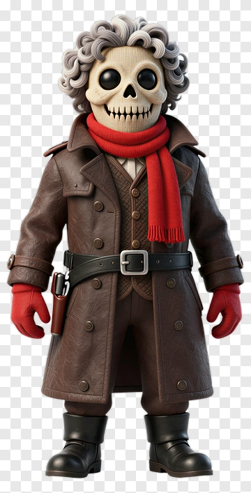 Cartoon Skeleton Character In A Brown Coat PNG
