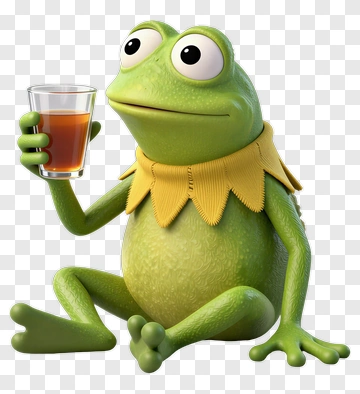 Cartoon Frog Holding A Drink PNG