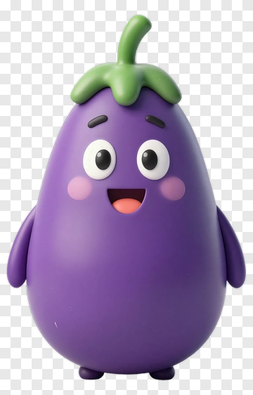 Cartoon Eggplant Character PNG