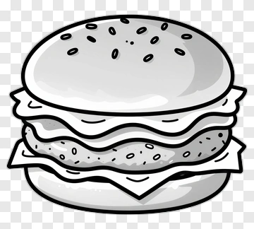 Cartoon Hamburger With Cheese And Sesame Seed Bun PNG