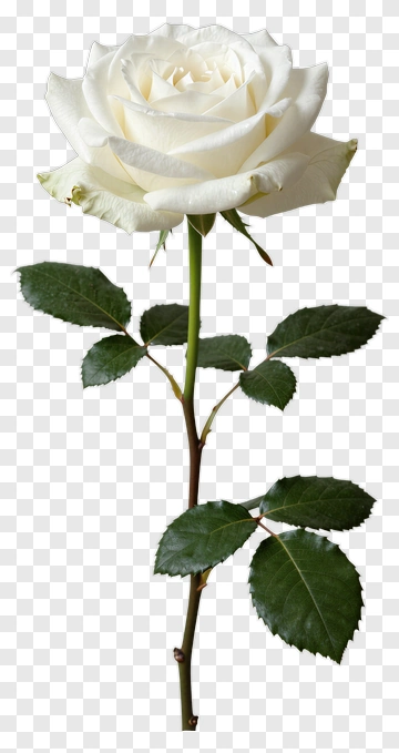 White Rose With Green Leaves PNG