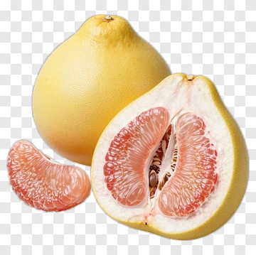 Pomelo Fruit Halved And Sliced PNG