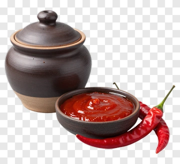 Clay Pot With Chili Sauce And Red Chilies PNG