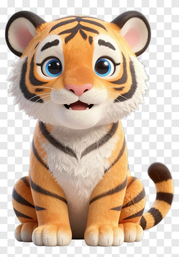 Cartoon Tiger With Big Eyes PNG