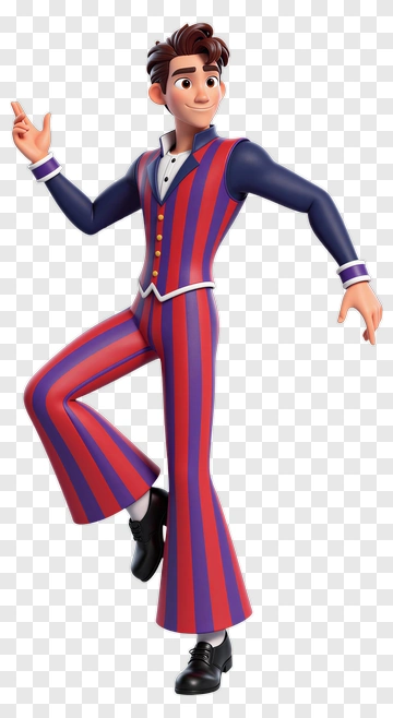 Cartoon Man Dancing In Striped Suit PNG