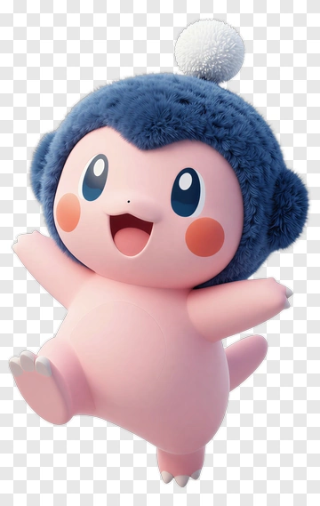Cute Pink Character With Blue Hat PNG