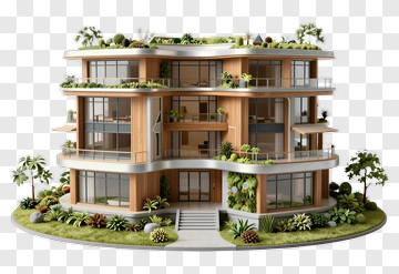 Modern Eco-Friendly Building Design PNG