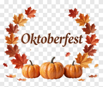 Oktoberfest With Pumpkins And Autumn Leaves PNG