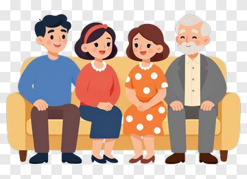 Happy Family Sitting Together On A Couch PNG