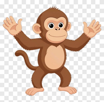 Cartoon Monkey Standing With Open Arms PNG