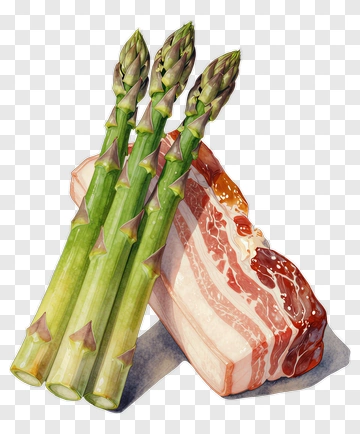 Asparagus And Bacon Composition PNG