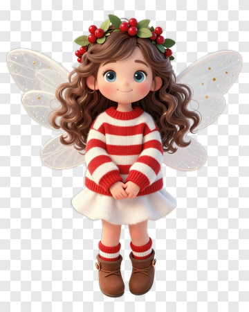 Cartoon Fairy Girl With Wings PNG