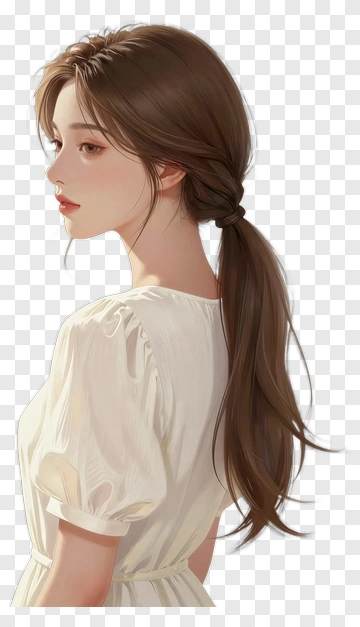Portrait Of A Woman With Long Hair PNG