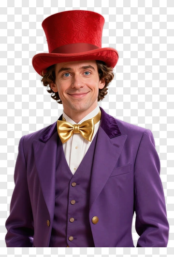 Man In Purple Suit And Red Top Hat PNG