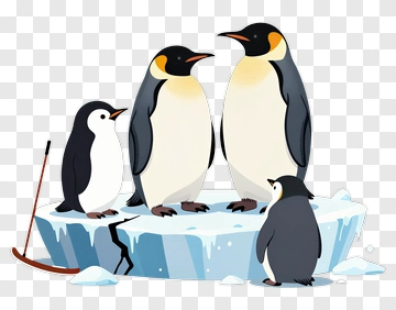 Cartoon Penguins On Ice PNG